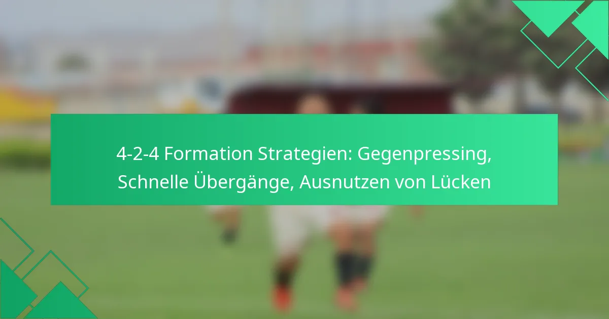 4-2-4 Formation Strategien: Gegenpressing, Schnelle Übergänge ...